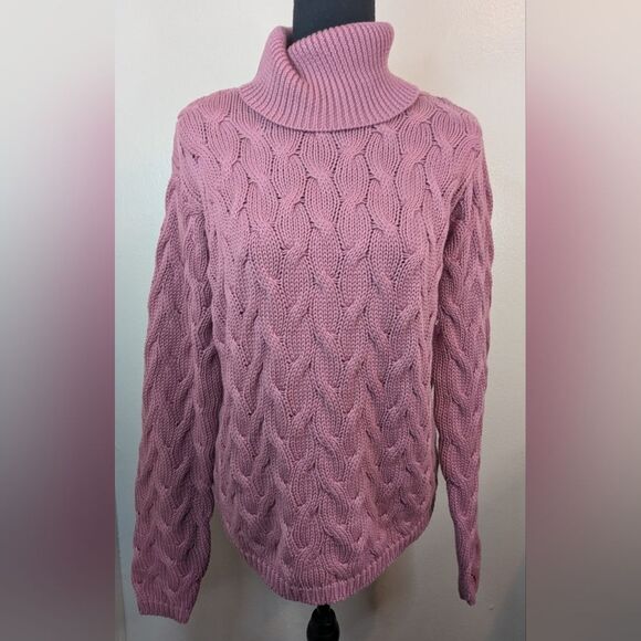 VTG Cable Knit Barbiecore Preppy Light Academia Cozycore Granny Chic Sweater M - Picture 1 of 7